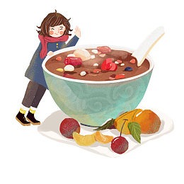 卡通手绘美食腊八饭