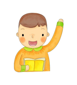 手拿黄色课本的小学生插画