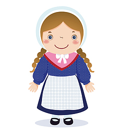 穿蓝色围裙的小女孩