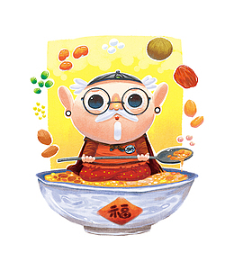 卡通一碗腊八粥设计素材