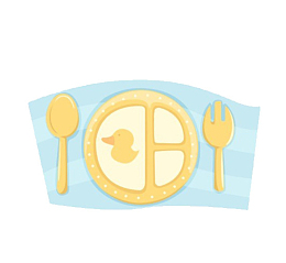 黄色小鸭儿童餐具卡通图
