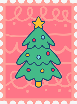 圣诞邮票装饰素材