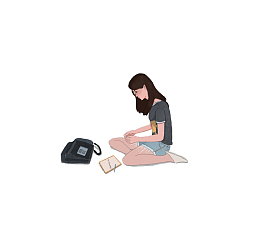 放学学习的小姑娘PNG