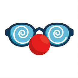 卡通手绘插画免扣蓝眼镜红鼻子小