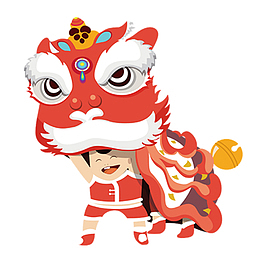 2019年猪年喜庆舞狮插画
