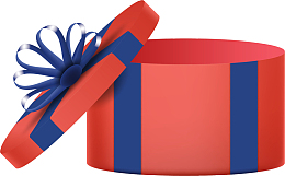 打开的圆柱形礼盒