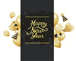 金色气球新年快乐