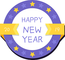 2019新年圆形星星标签