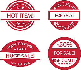 矢量手绘红色标签