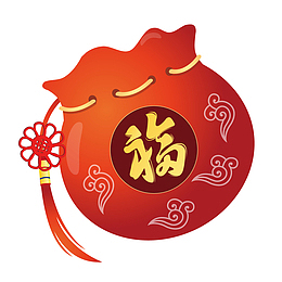 一只手绘的卡通福袋