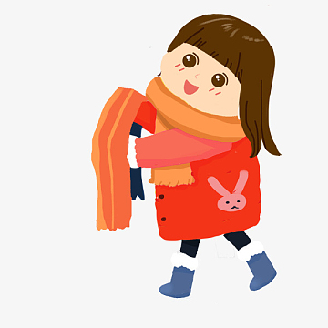 手绘插画拿着围巾的可爱女孩(600x600)psdpng创意手绘卡通风格人物