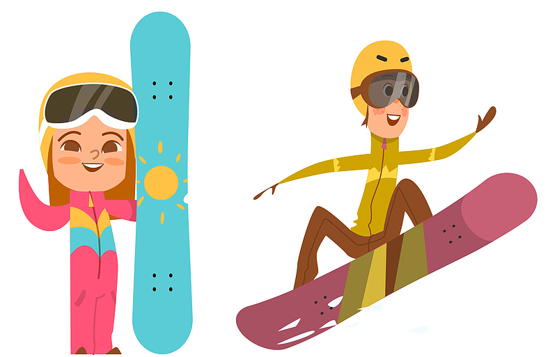 冬季滑雪运动矢量卡通图片