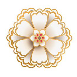 金色边框花朵元素