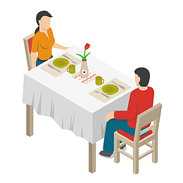 一对在吃烛光晚餐的情侣