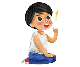 水彩手绘灵机一动的男孩