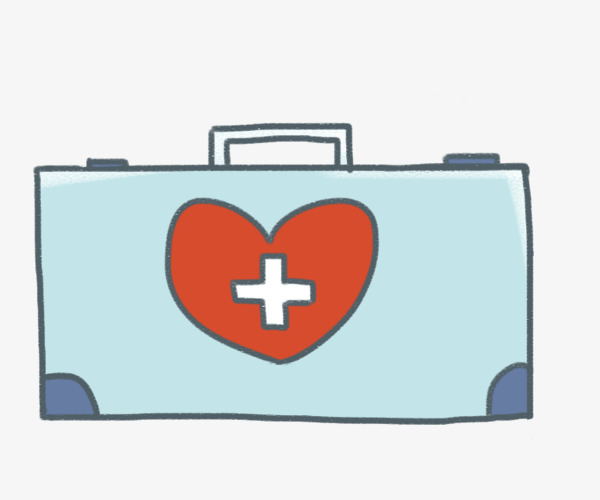 水彩手绘医用医疗箱