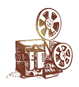 水彩复古的放映机免抠图