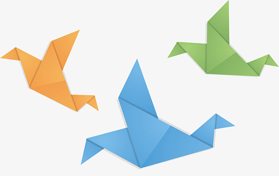 矢量图水彩彩色千纸鹤