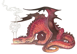 矢量魔幻水彩喷火龙