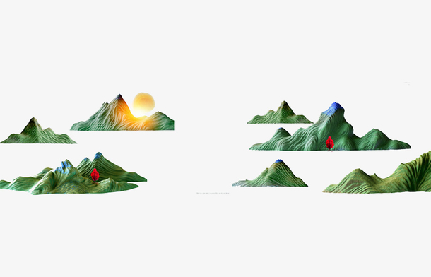 水彩山峰免抠素材免费下载_觅元素51yuansu.com