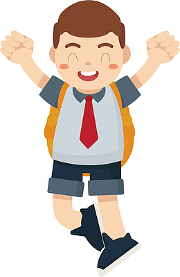 矢量图背书包的男孩