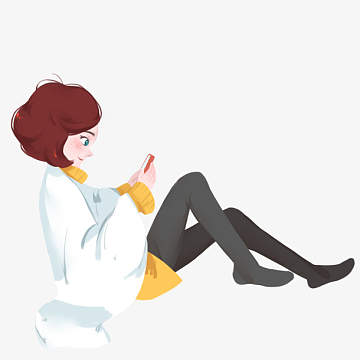 卡通玩手机png下载