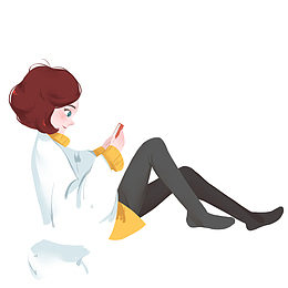 卡通玩手机PNG下载