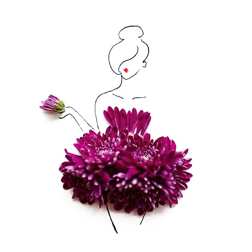 盘发的紫荆花少女