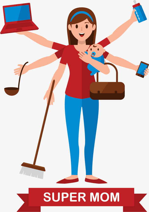 厉害的家务活矢量妈妈