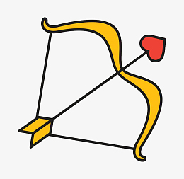 手绘卡通插画爱心弓箭一箭穿心