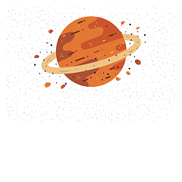 橙色环绕星球矢量图