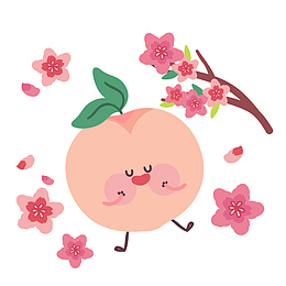矢量卡通手绘趣味桃子