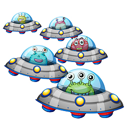 卡通外星人的宇宙飞船