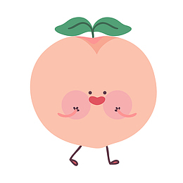 矢量卡通手绘趣味桃子