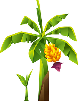 黄绿色立体风格香蕉树