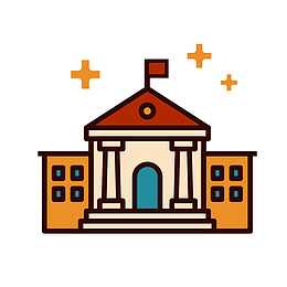 彩色手绘几何建筑学校元素