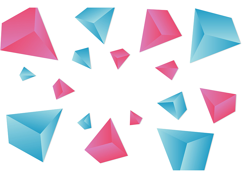 立体粉蓝色三角体