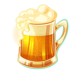 圆形光泽啤酒杯卡通插画