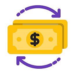 黄色圆弧纸币箭头元素