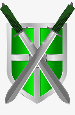 绿色双剑盾牌素材免抠