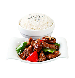 红烧双椒香菇牛肉饭