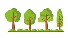 一排绿色树木植物