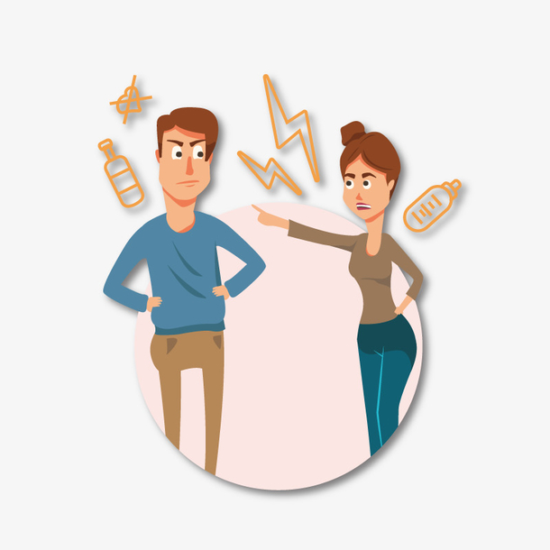 呵斥丈夫的妻子卡通图