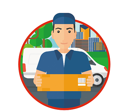 矢量卡通快递送货上门