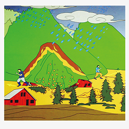 卡通自然灾害山体滑坡