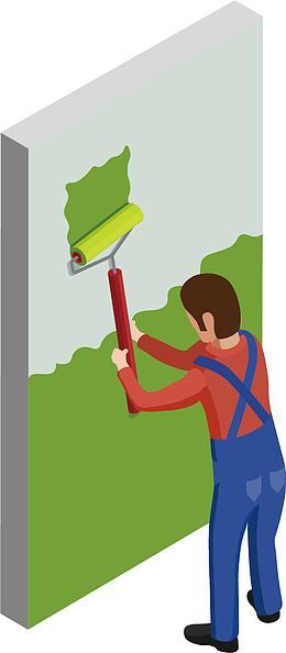 矢量图卡通粉刷匠
