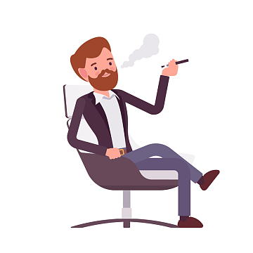 矢量手绘吸烟老板