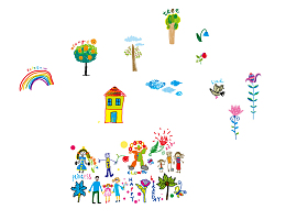 小孩子手绘画矢量图