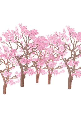 唯美清新中国风桃林建筑插画背景