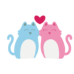 蓝色粉色设计可爱小猫咪